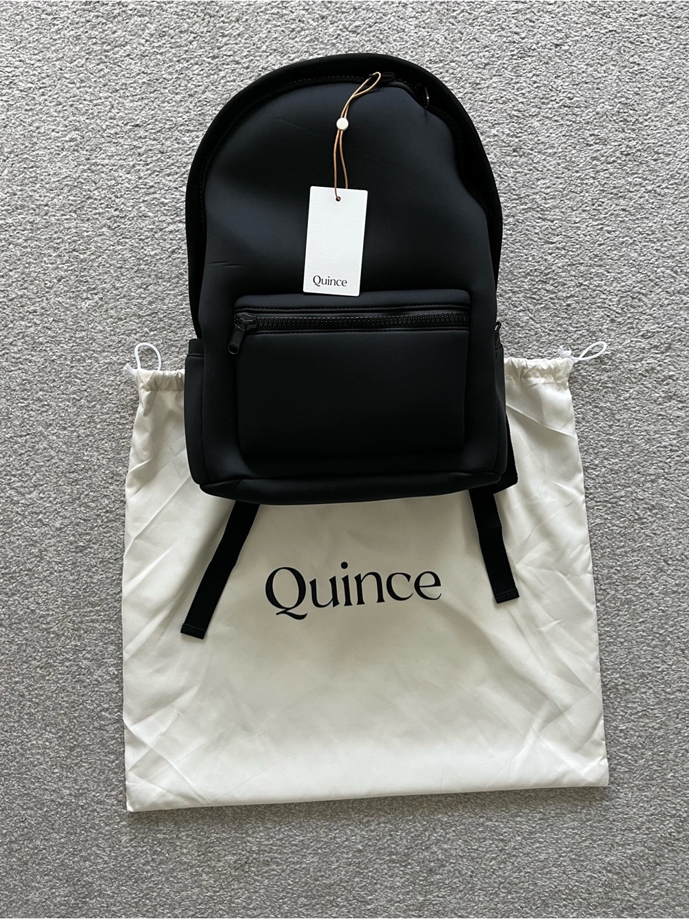 NWT Quince Black Neoprene Backpack with Front Zip Pocket - Picture 5 of 11